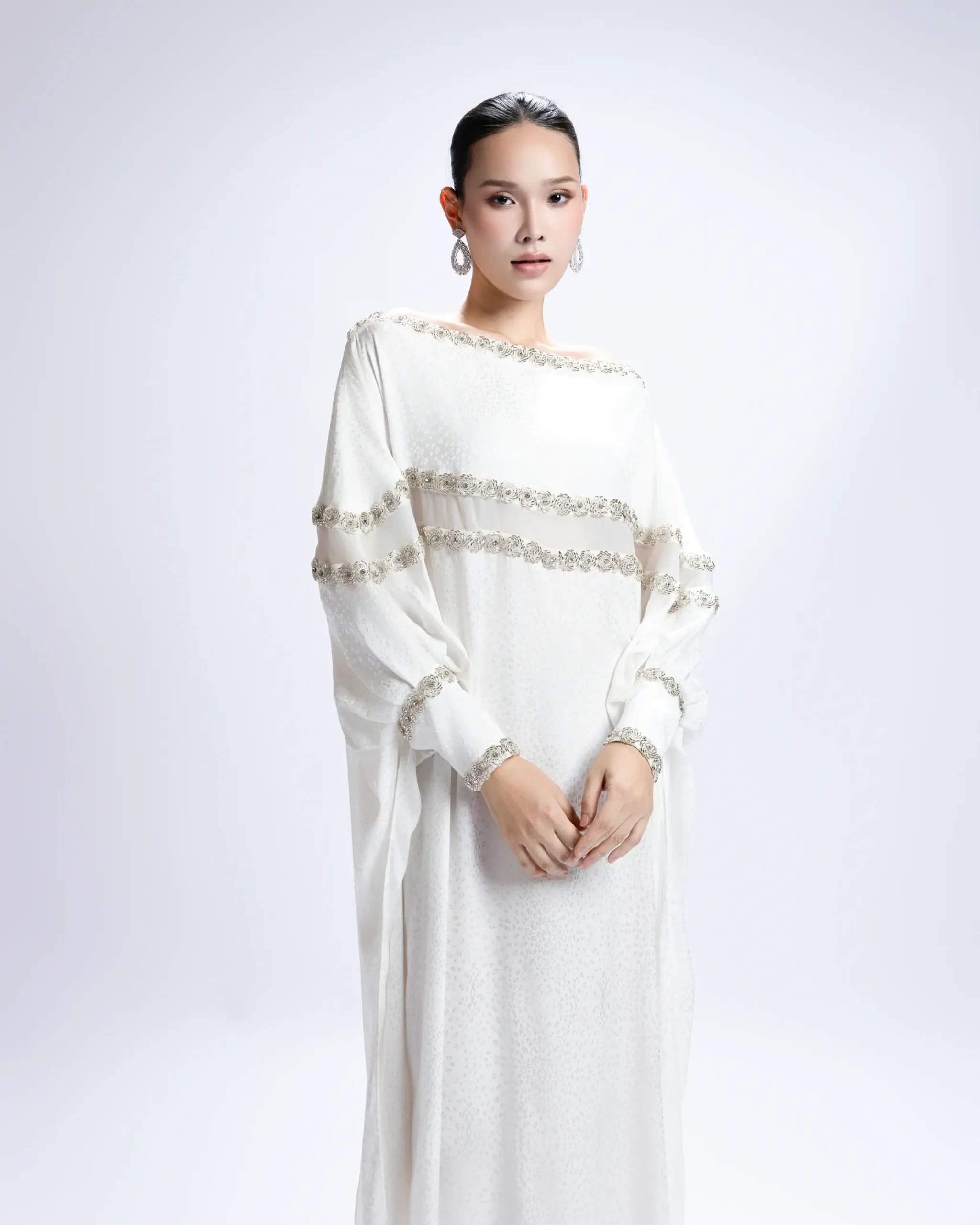 Off-Shoulder Beaded Maxi Dress