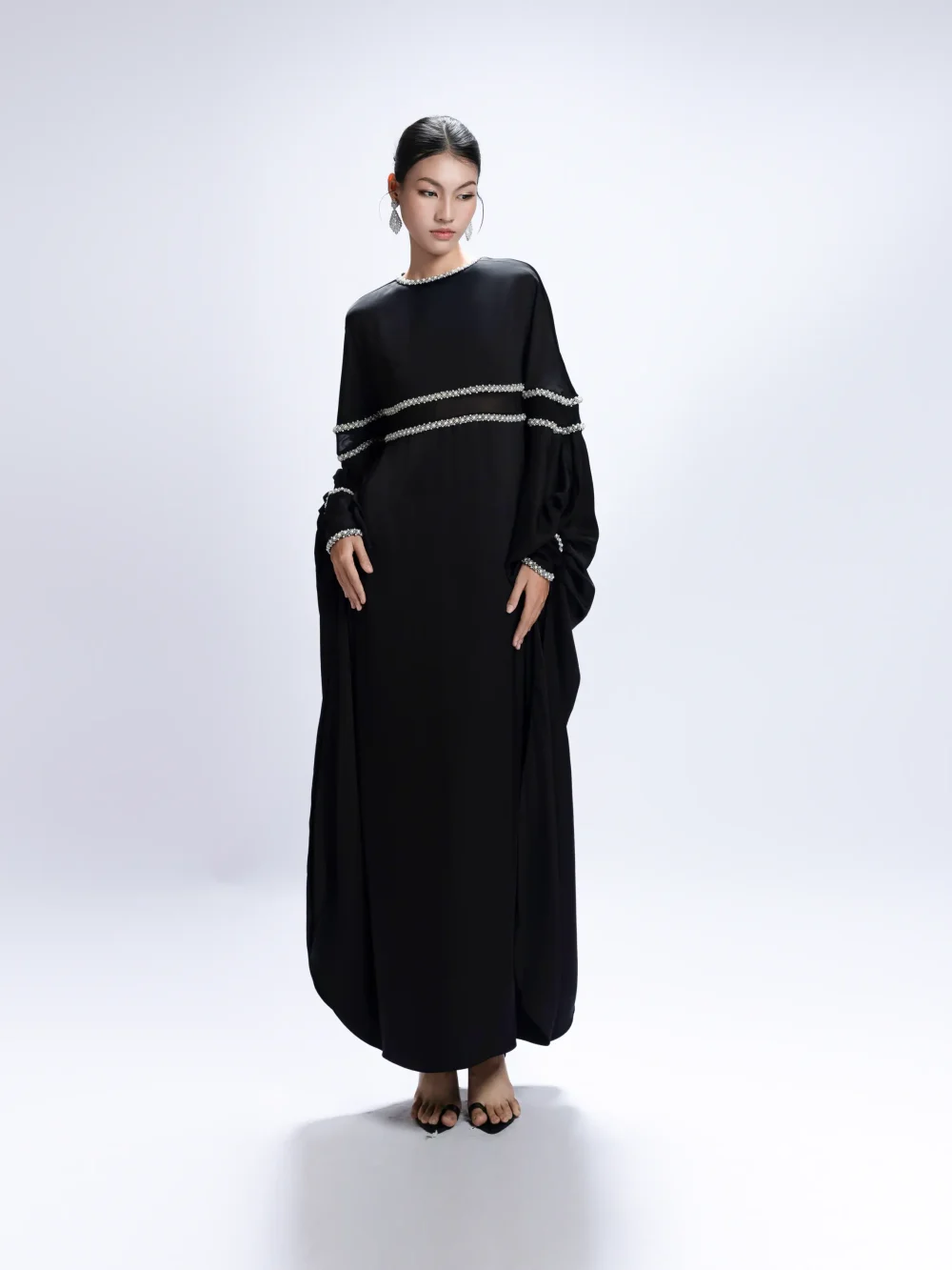 Beaded Boat Neck Maxi Dress