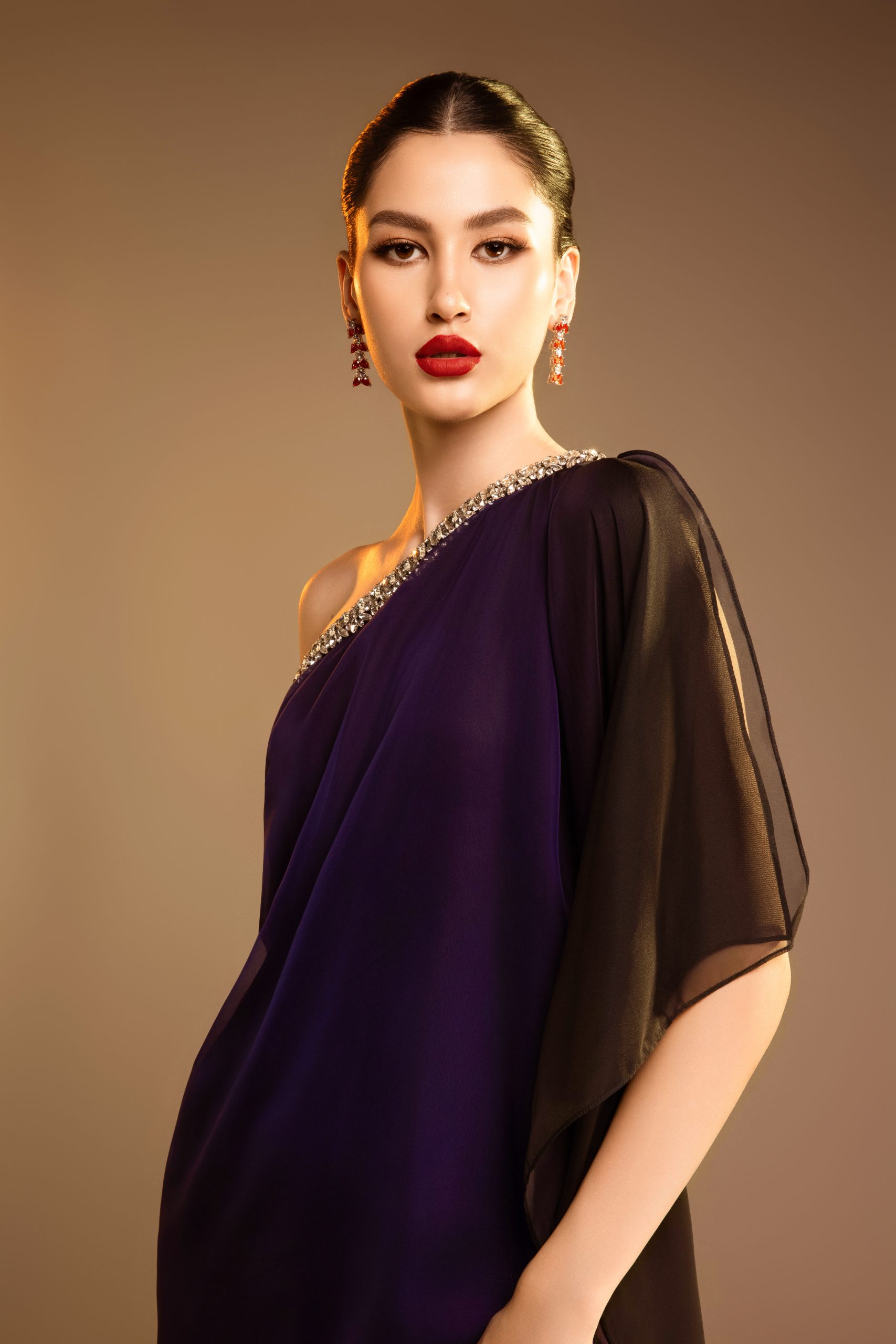 Beaded One-Shoulder Maxi Dress