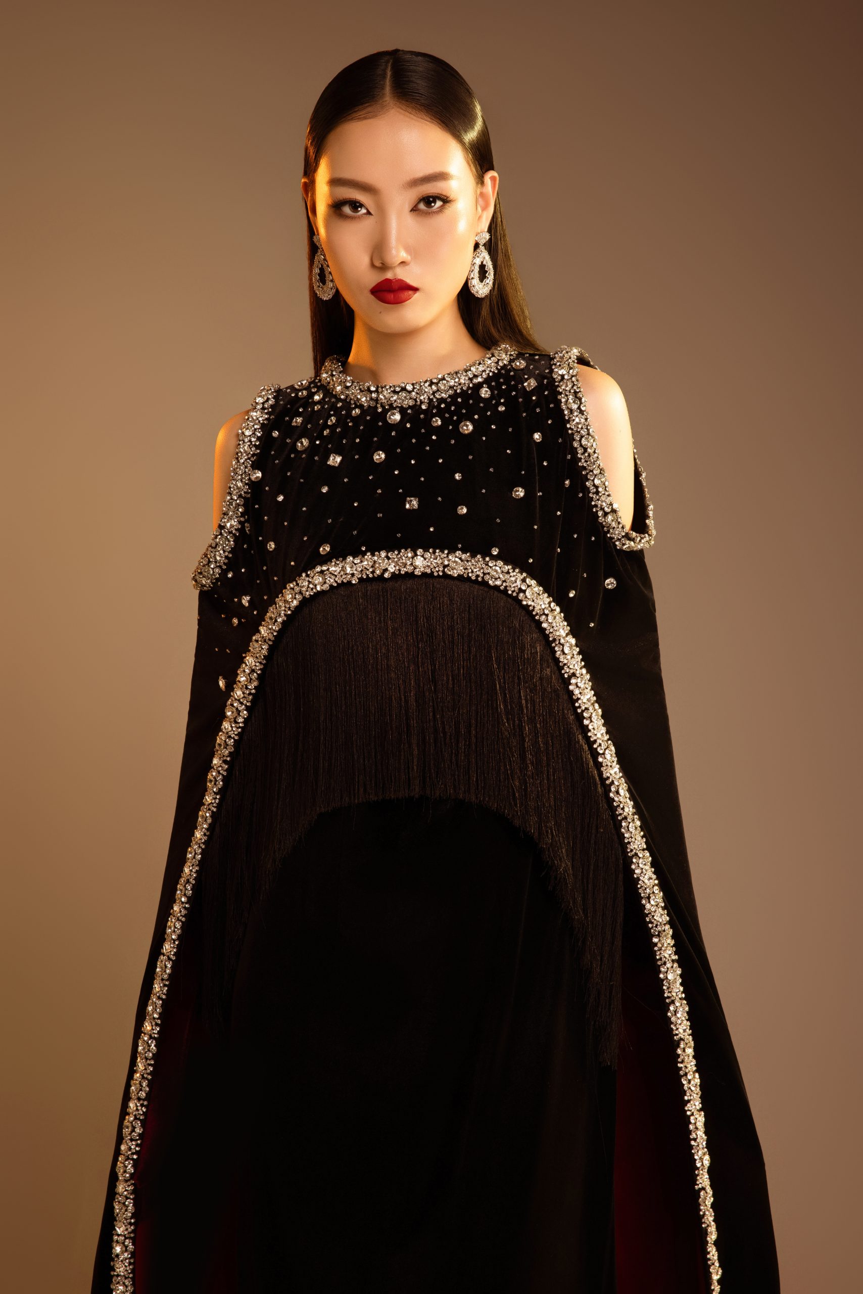 Shoulder Cutouts Maxi Cape Dress