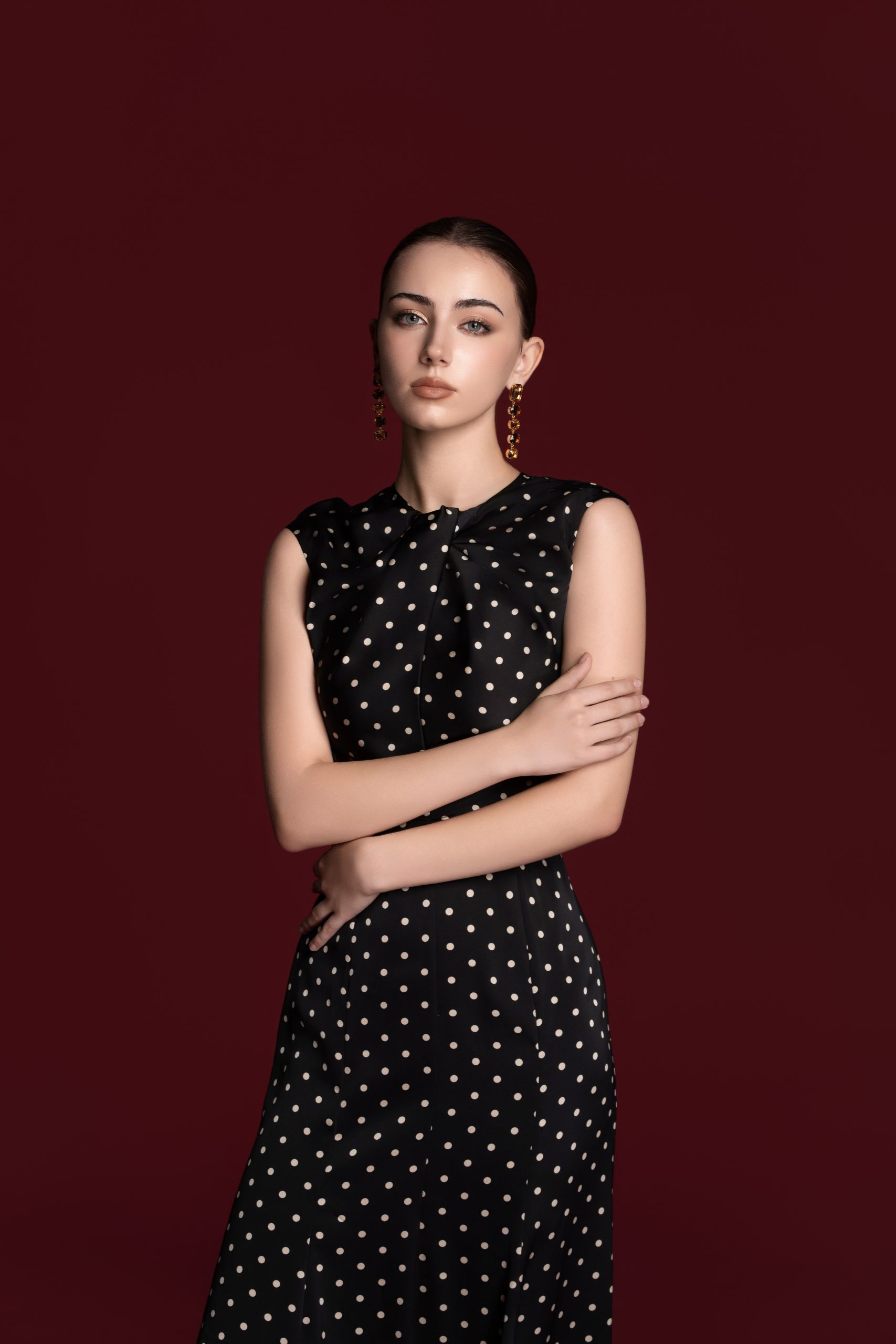 Front Bodice Drape Midi Dress