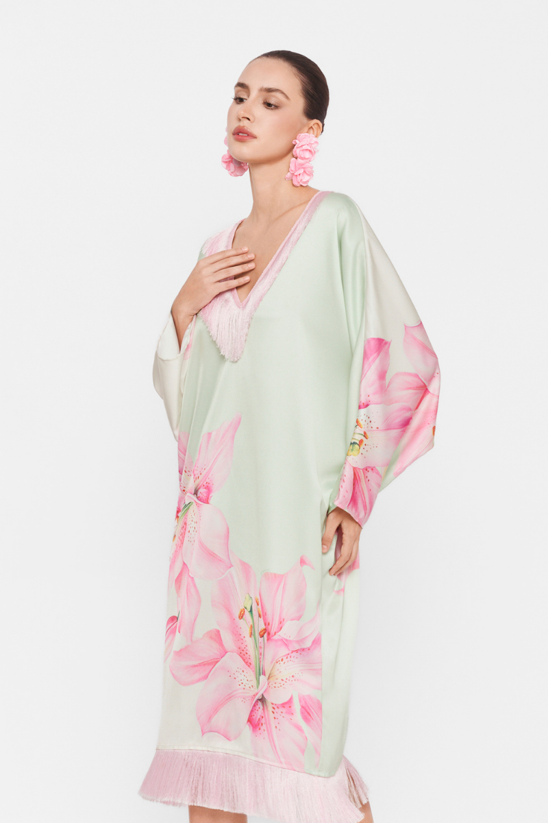 V-neck Midi Kaftan Dress