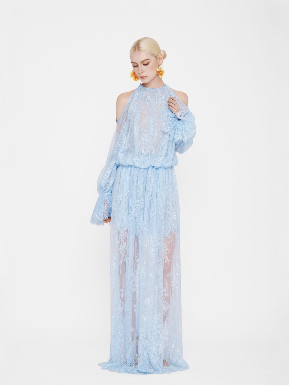 Cold Shoulder Maxi Lace Dress