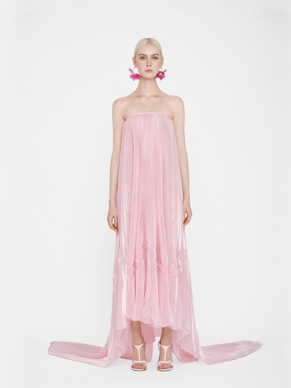 Strapless Pleated Maxi Dress