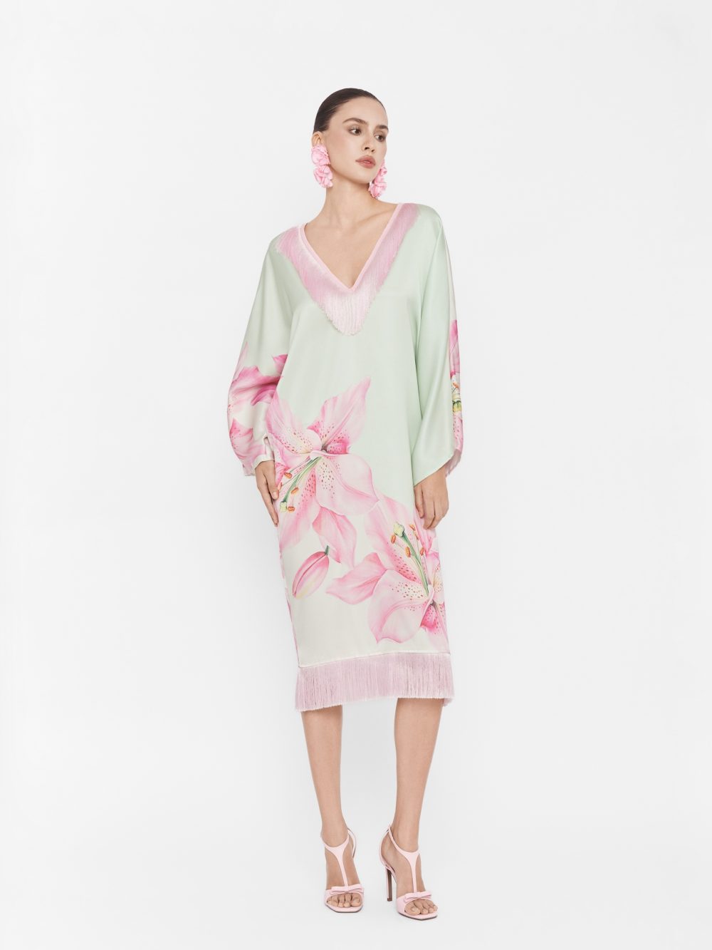 V-neck Midi Kaftan Dress